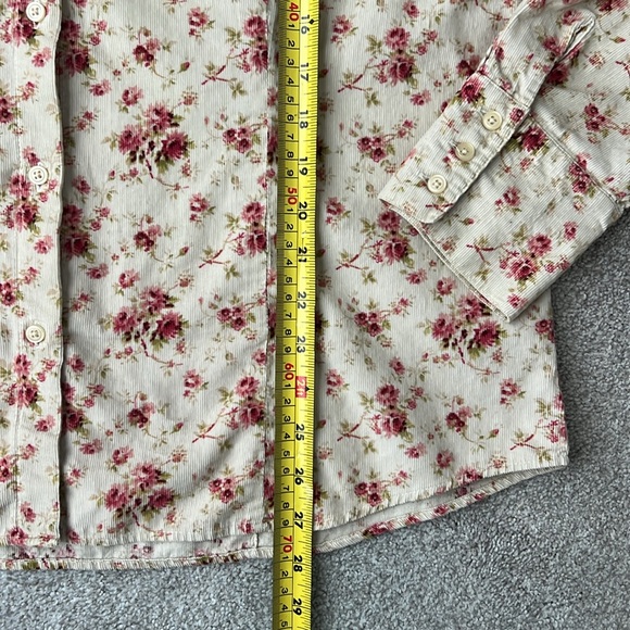 Vintage Tall Corduroy Eddie Bauer Button front shirt large Fits 12/14 Floral - Picture 11 of 15